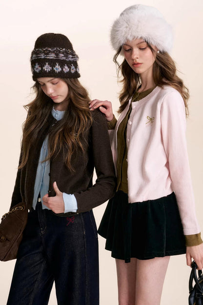 Wool Blend Color-Blocked Cardigan