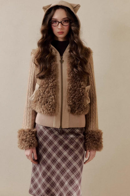 Eco-Friendly Fur Patchwork Jacket