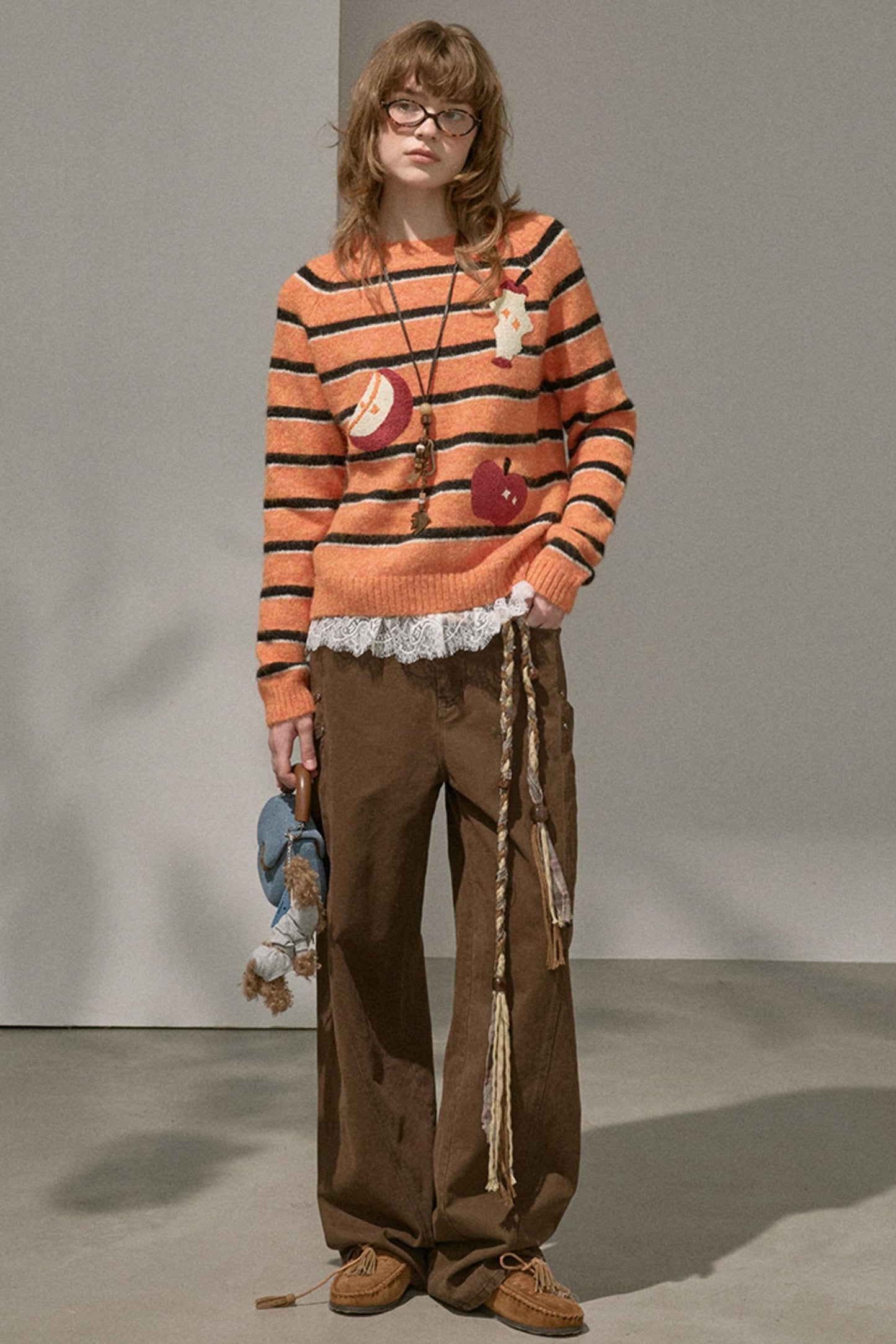 Apple Striped Crew Neck Top