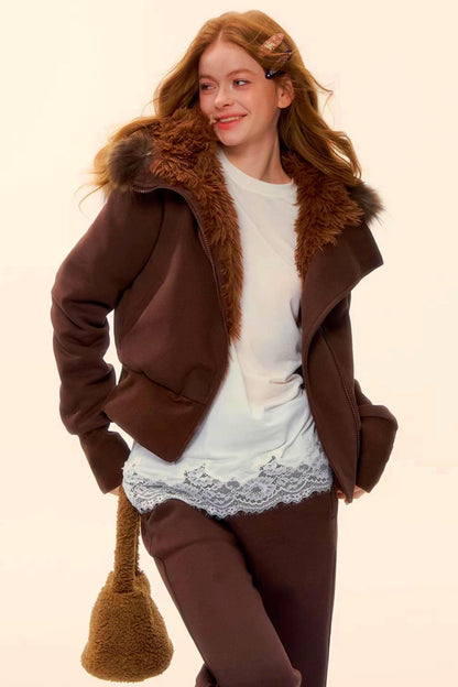 Retro Fleece Hooded Jacket Set-Up