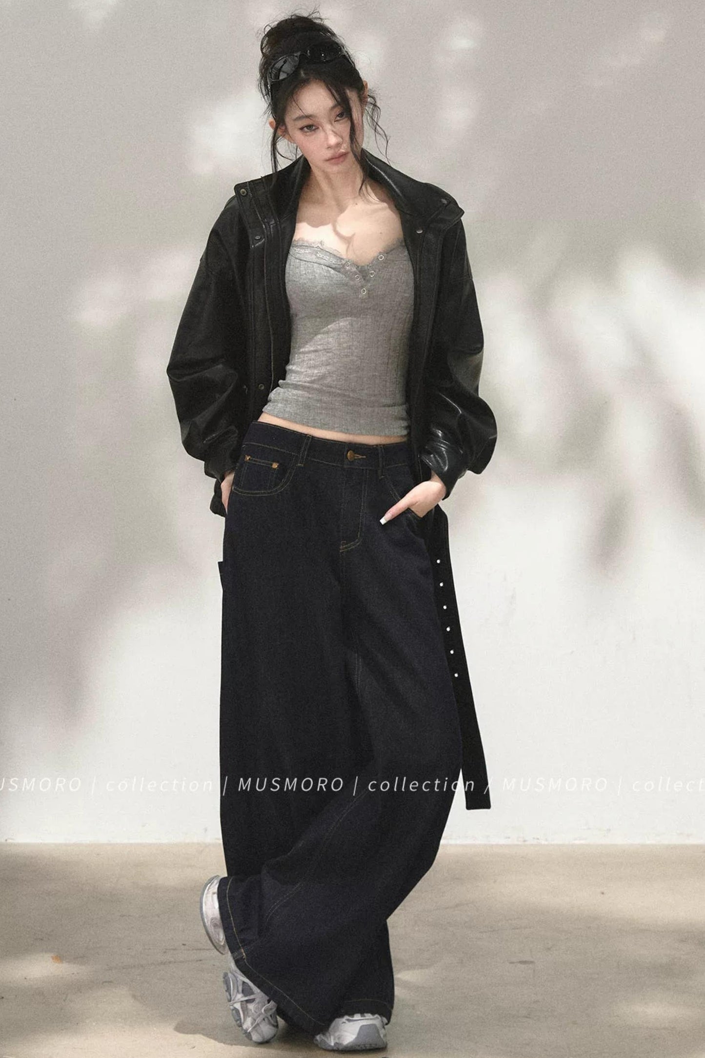 Vintage Asymmetric Denim Pants