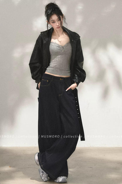 Vintage Asymmetric Denim Pants