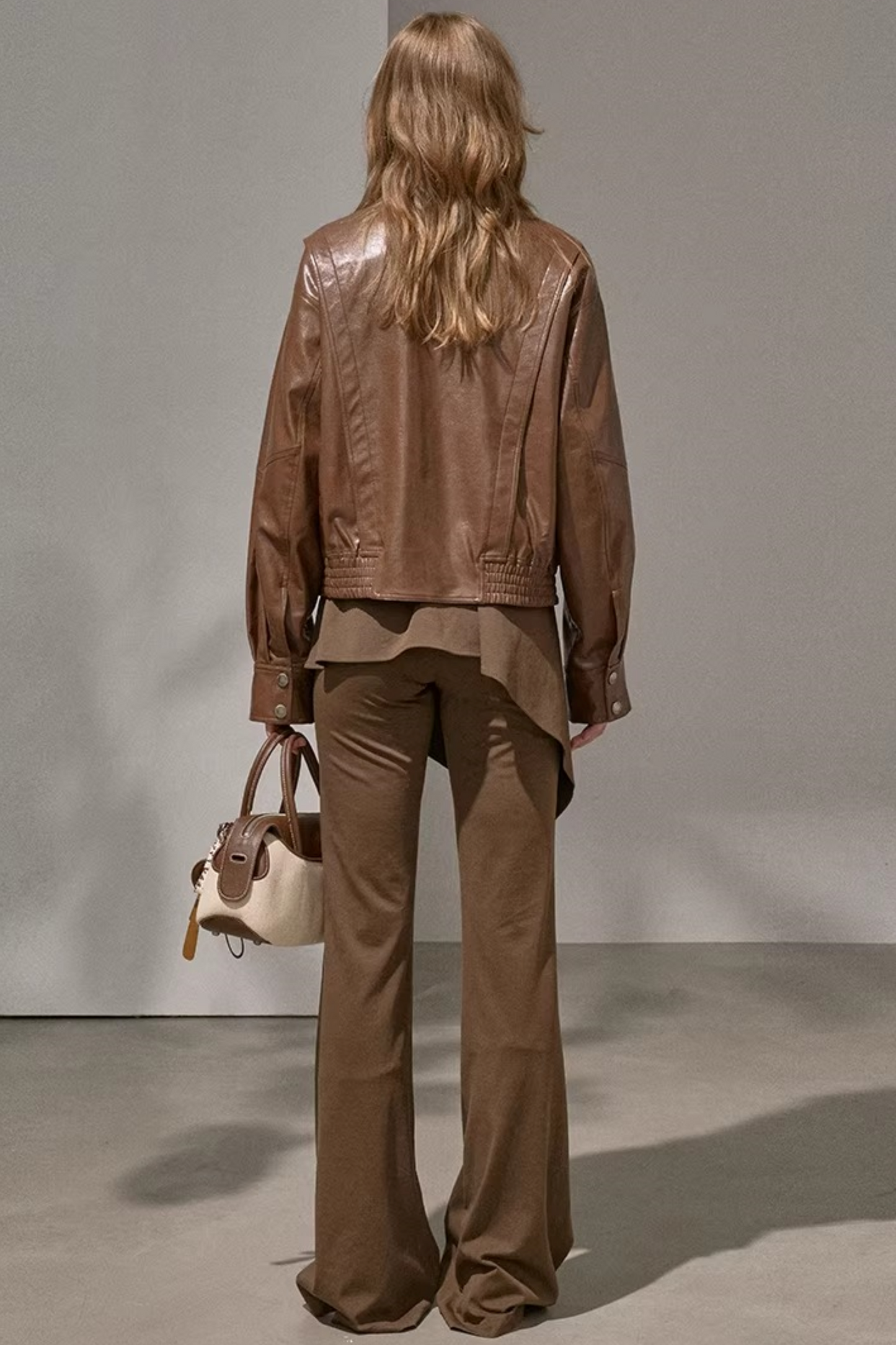 Patchwork Fleece-Lined Flared Pants