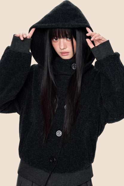 Vintage Woolen Hooded Jacket
