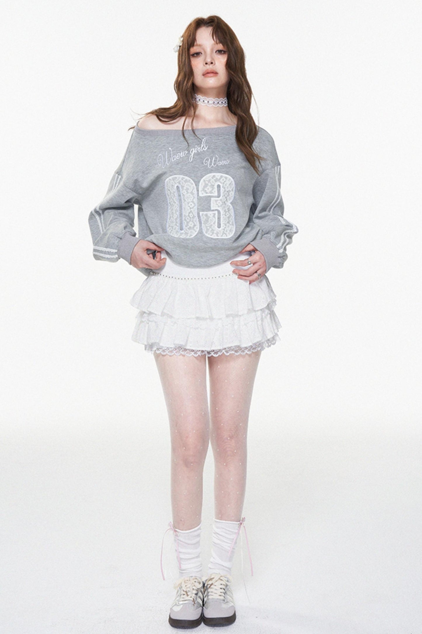 One-Shoulder Slouchy Ballet Sweatshirt