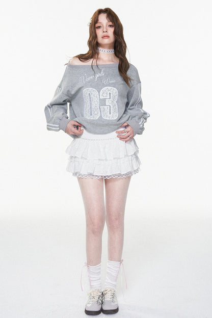 One-Shoulder Slouchy Ballet Sweatshirt