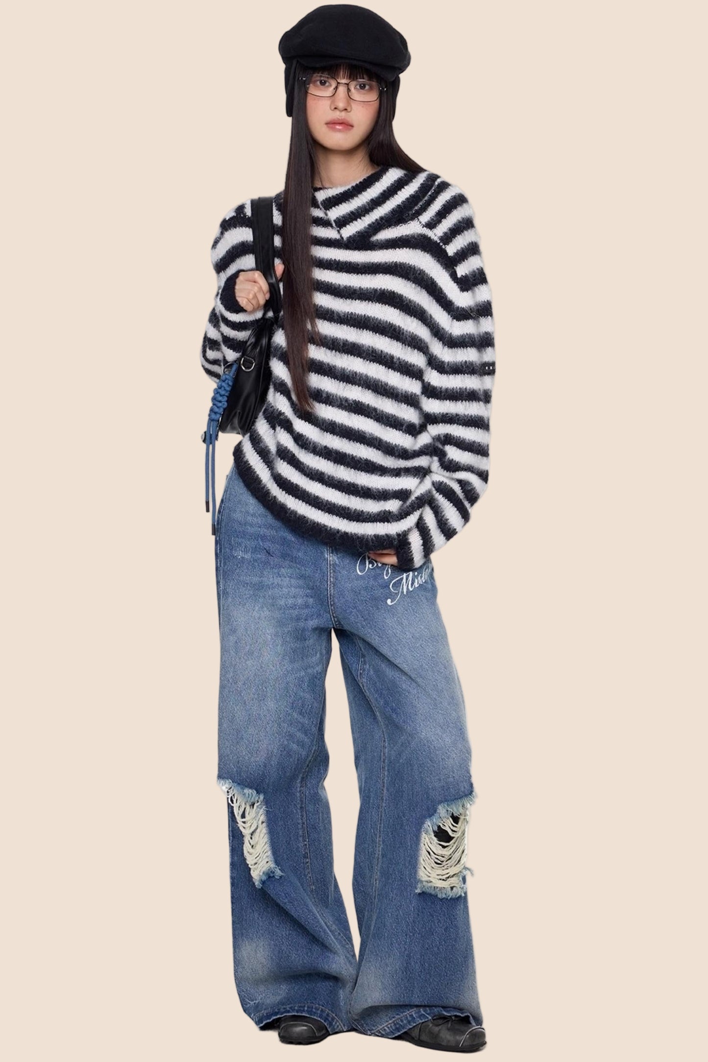 Irregular Lapel Knit Sweater