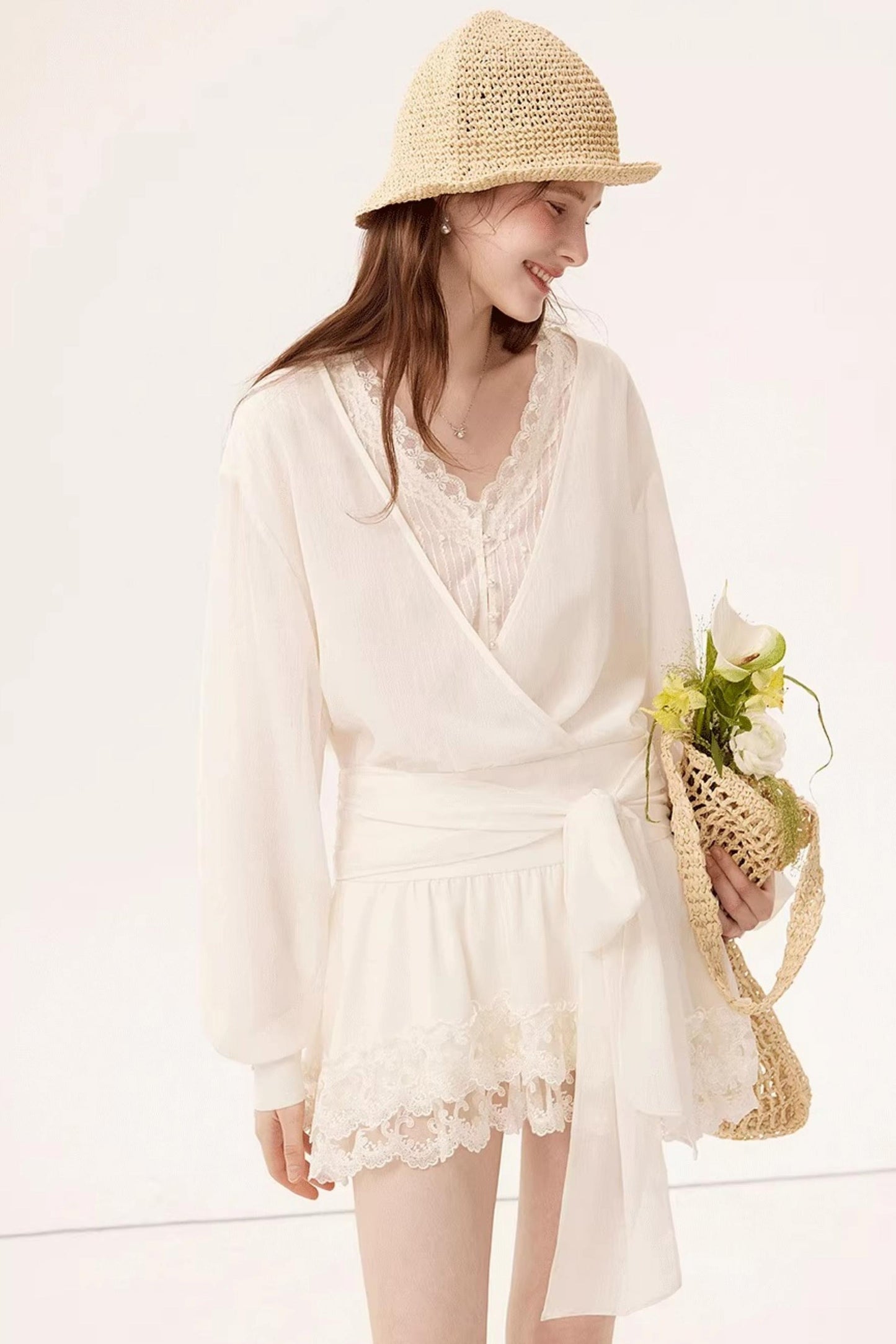 Chiffon Lace Paneled Dress