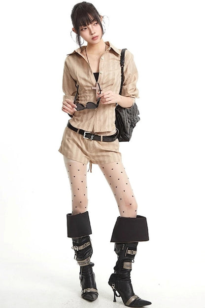 Vintage Pinched Waist Lapel Shirt Set-Up