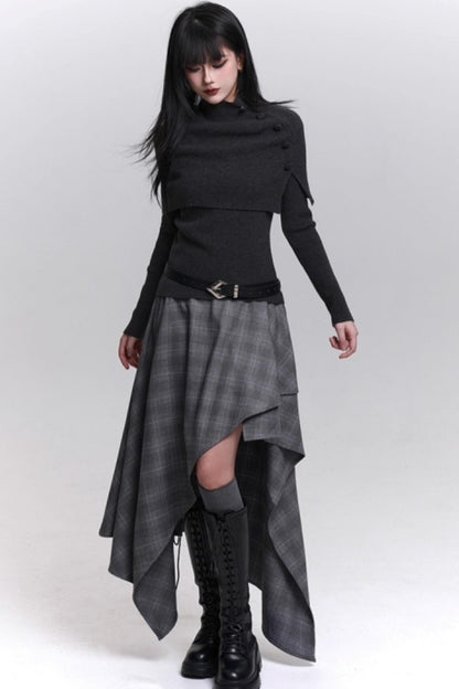 Stunning Gray Plaid Skirt