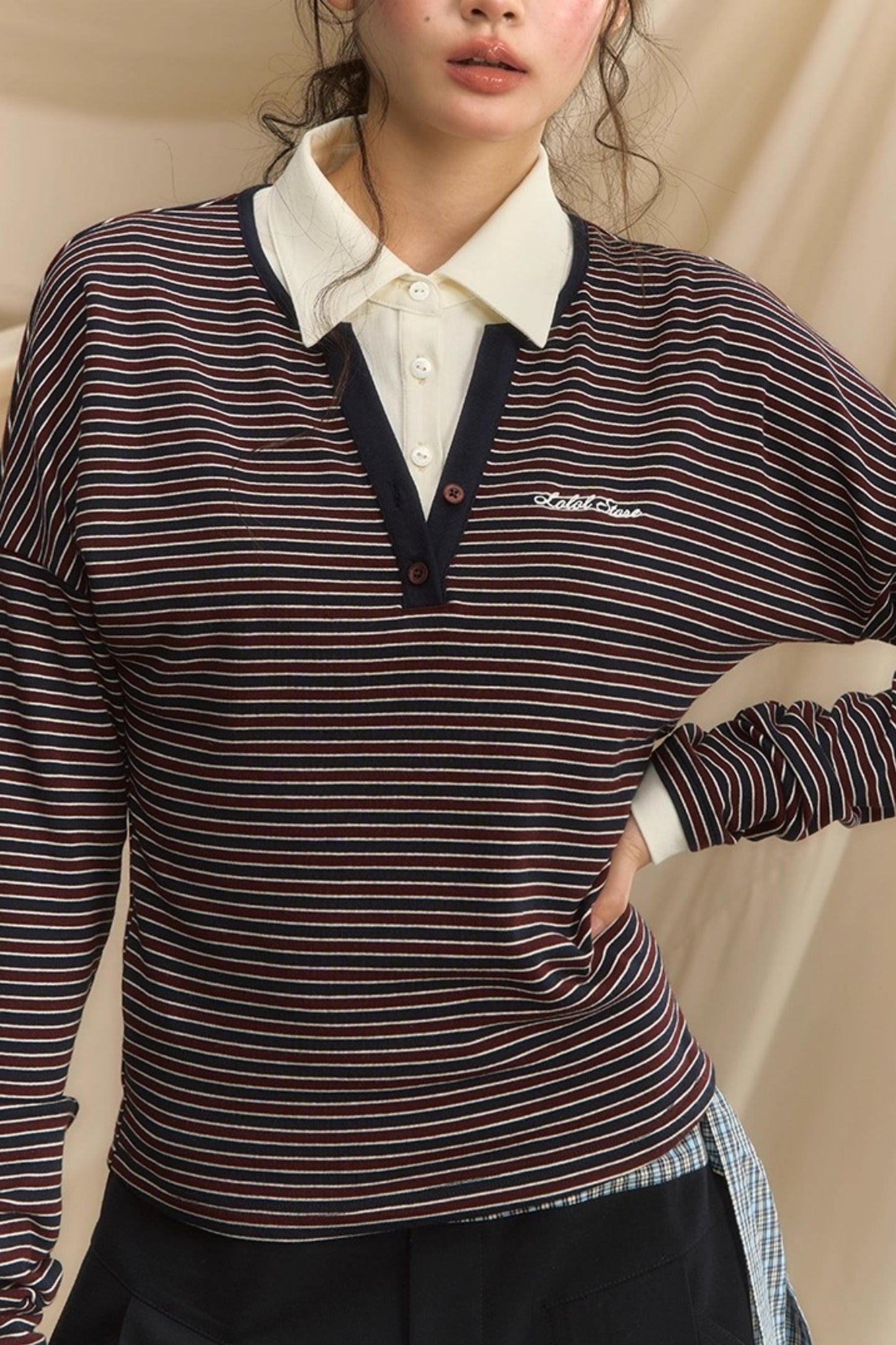 High-Intelligence Striped Long-Sleeved T-Shirt