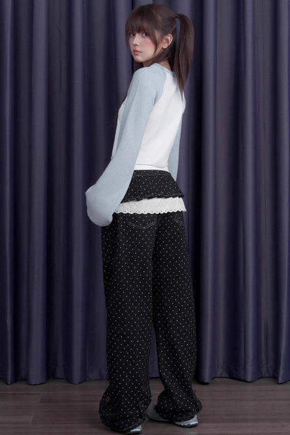 Sweet Patchwork Knitted Raglan T-shirt