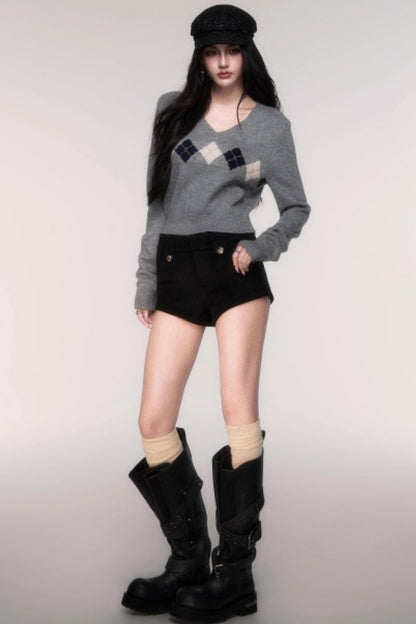 Collegiate Knit V-Neck Cardigan