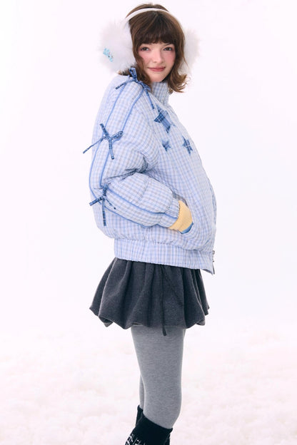 Blue Plaid Padded Jacket