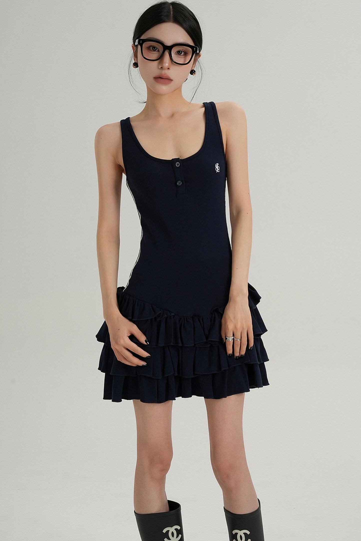 Unique Skirt Halter Mini Dress