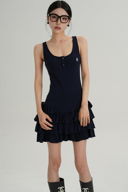 Unique Skirt Halter Mini Dress