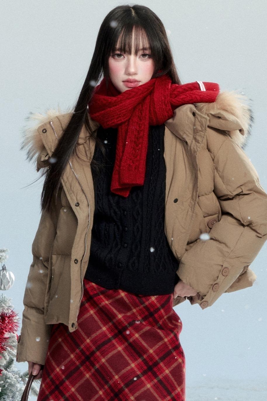 Vintage Wool Blend Knitted Scarf