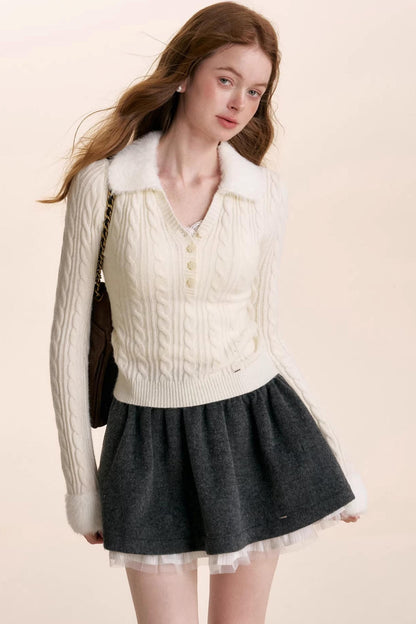 Wool Blend Patchwork Skirt