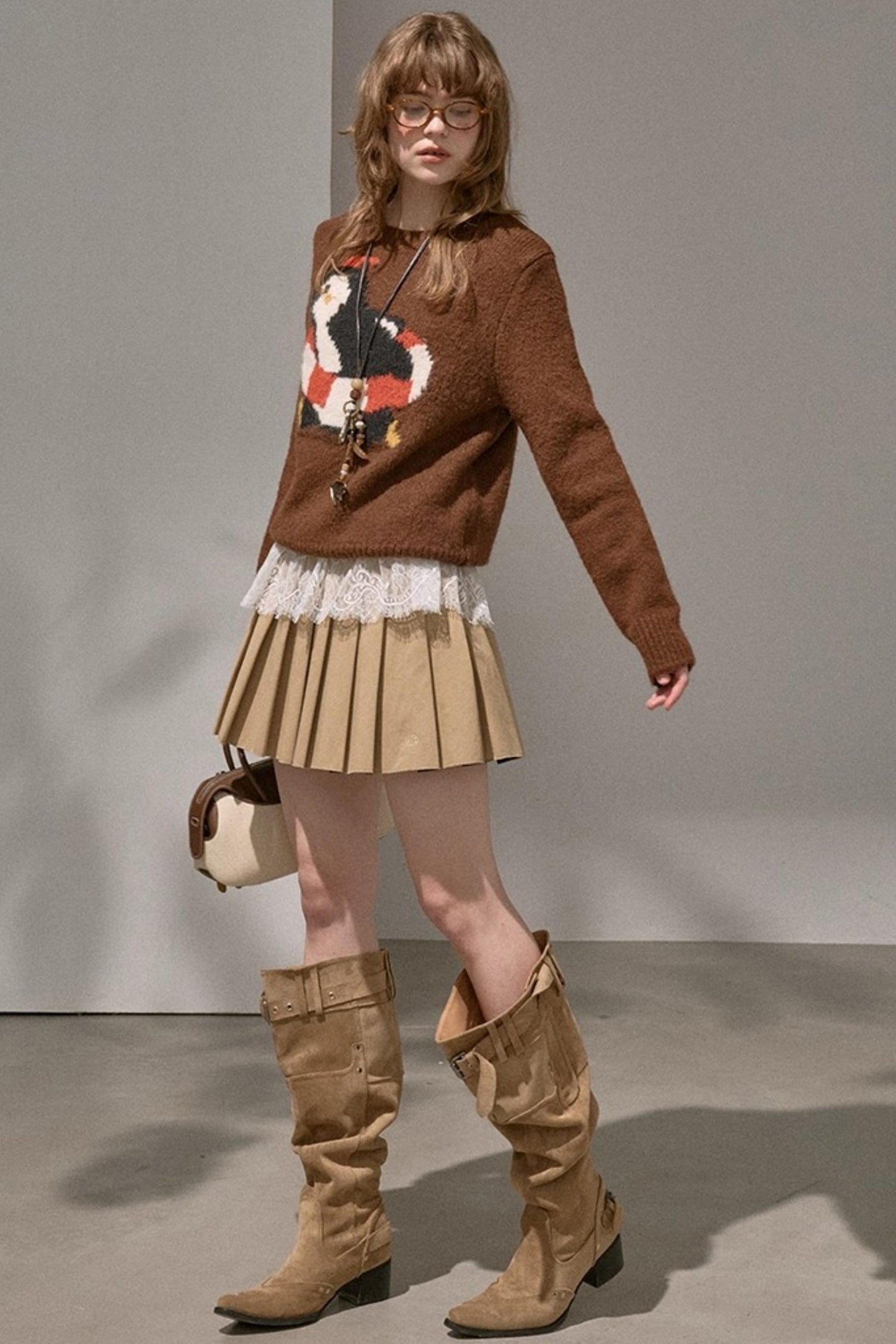 Vintage Penguin Jacquard Crew Neck Sweater