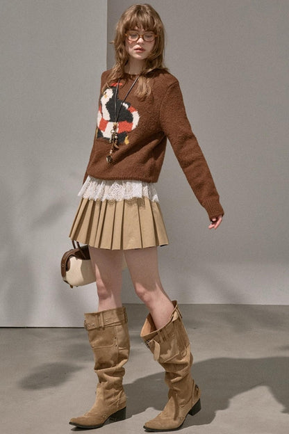 Vintage Penguin Jacquard Crew Neck Sweater