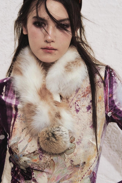 Multi-Colored Fur Ball Scarf