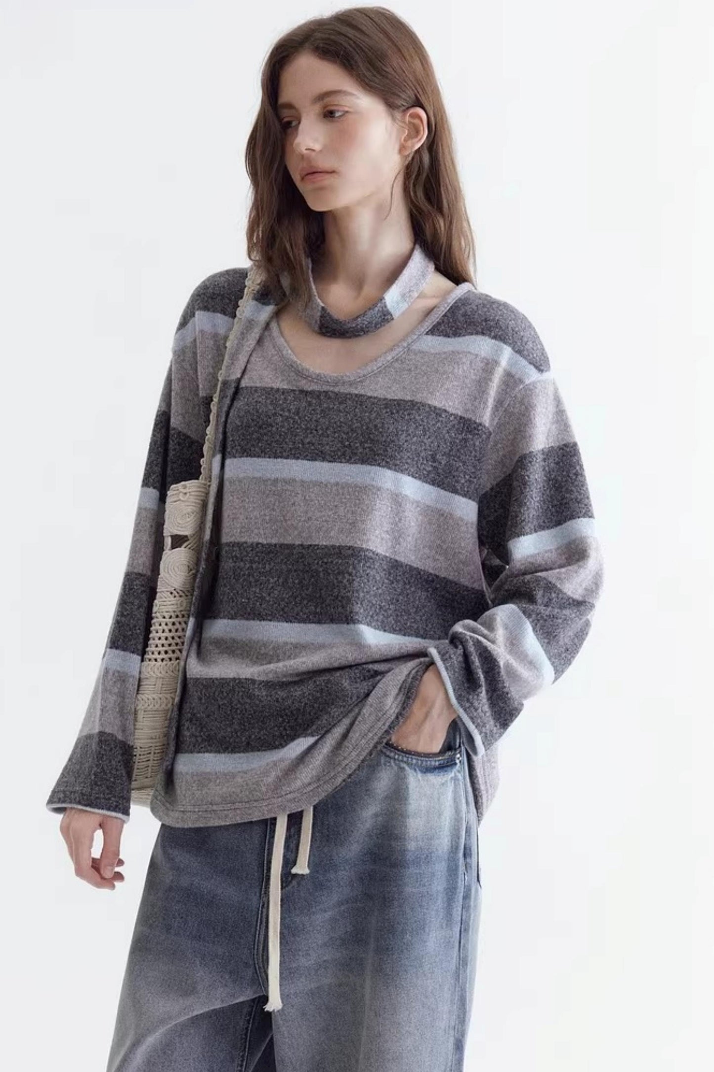 Deconstructed Ribbon Knit Sweater