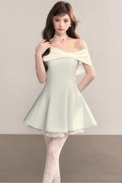Gently Twisted French A-Line Puffy Dress