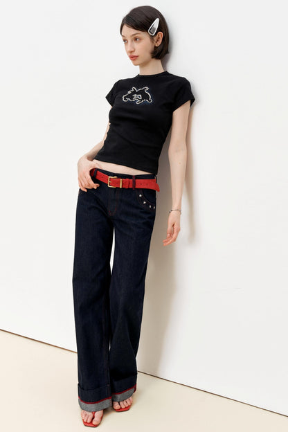 High-Waisted Loose Jeans