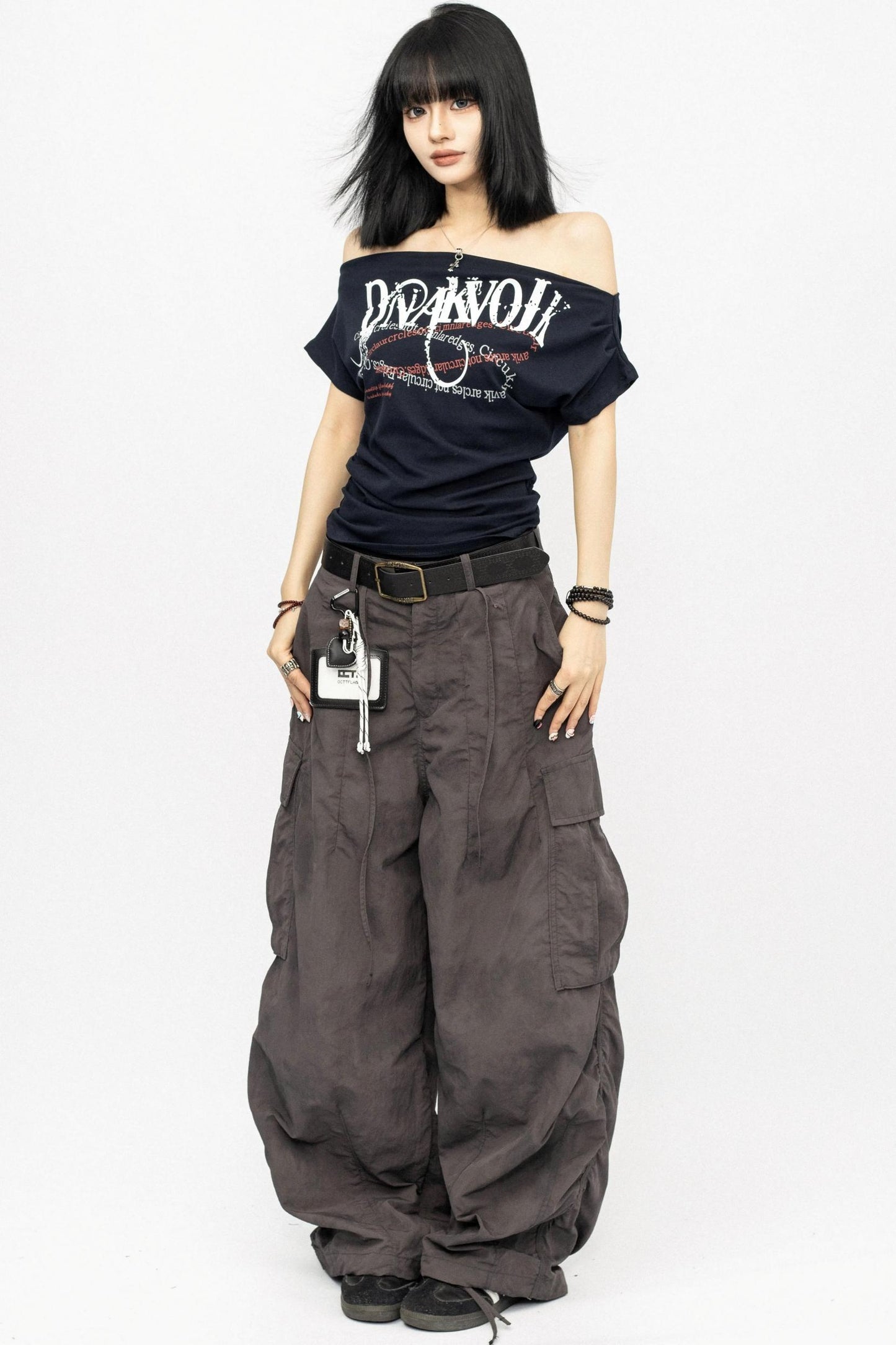 Summer Shoulder Letters T-Shirt