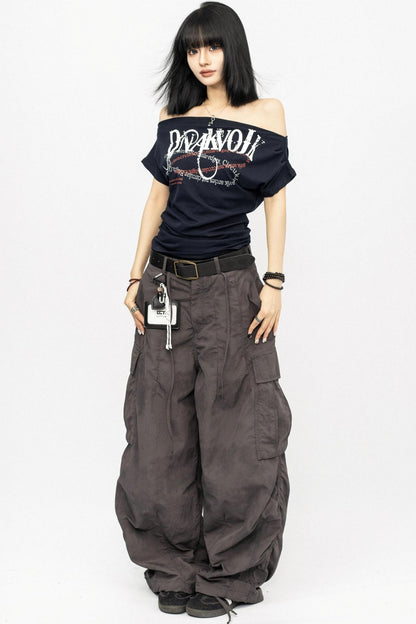 Summer Shoulder Letters T-Shirt