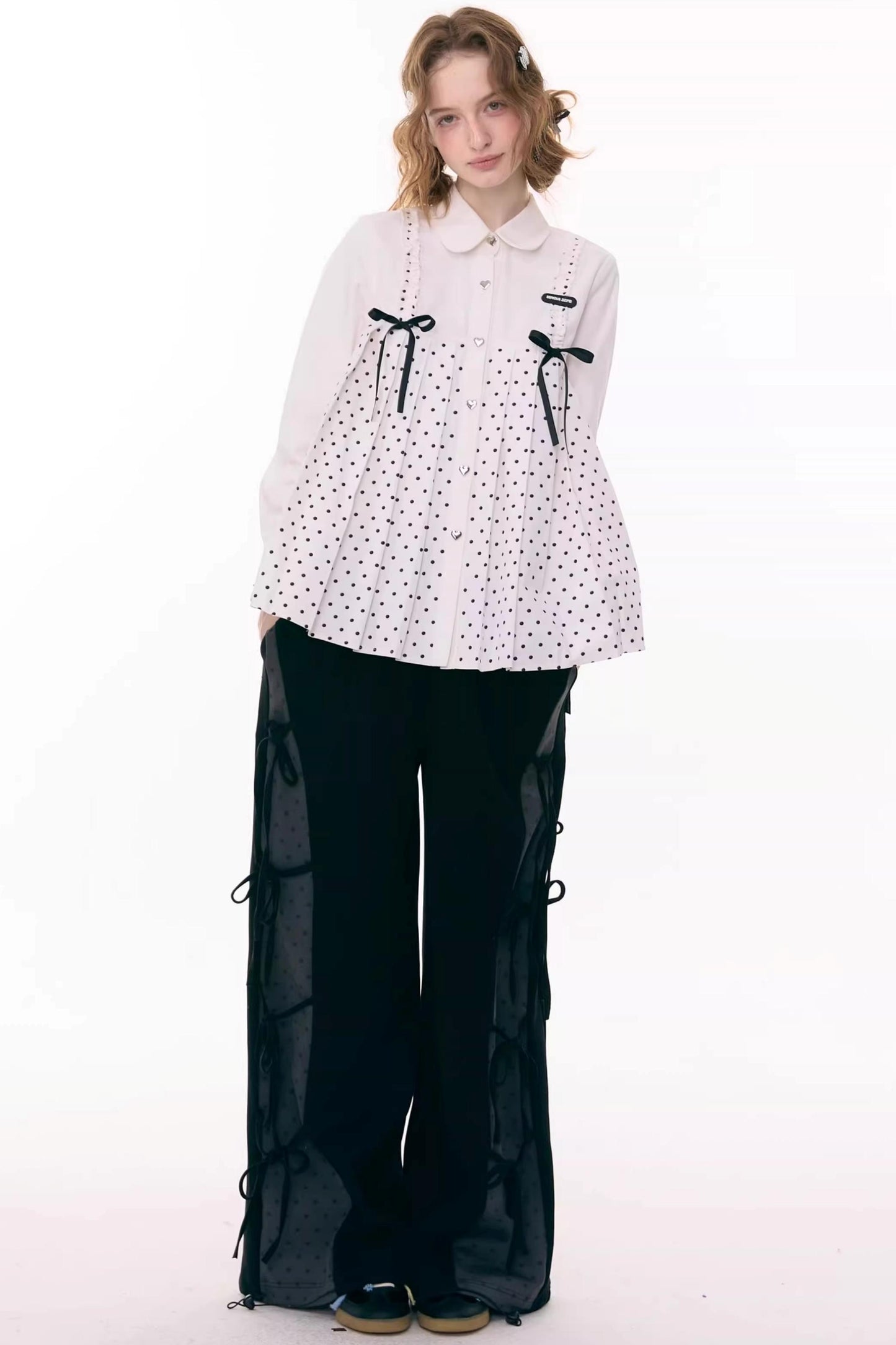 Deconstructed Bow Polka Dot Pants