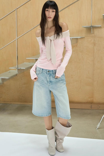 One-shoulder Striped Top