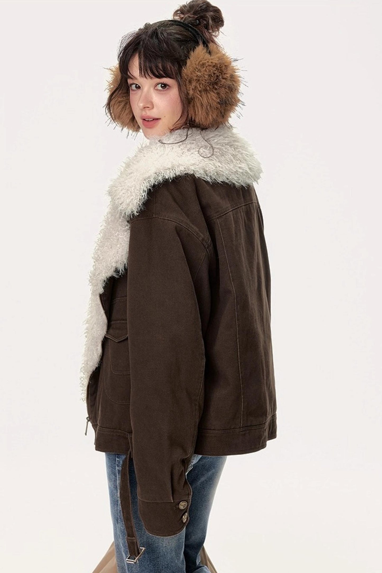 Retro Motorcycle Wind Fur Collar Jacket
