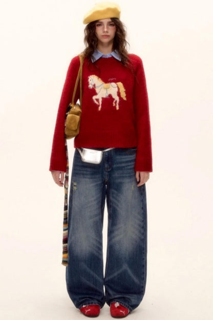 Retro Washed Denim Pants