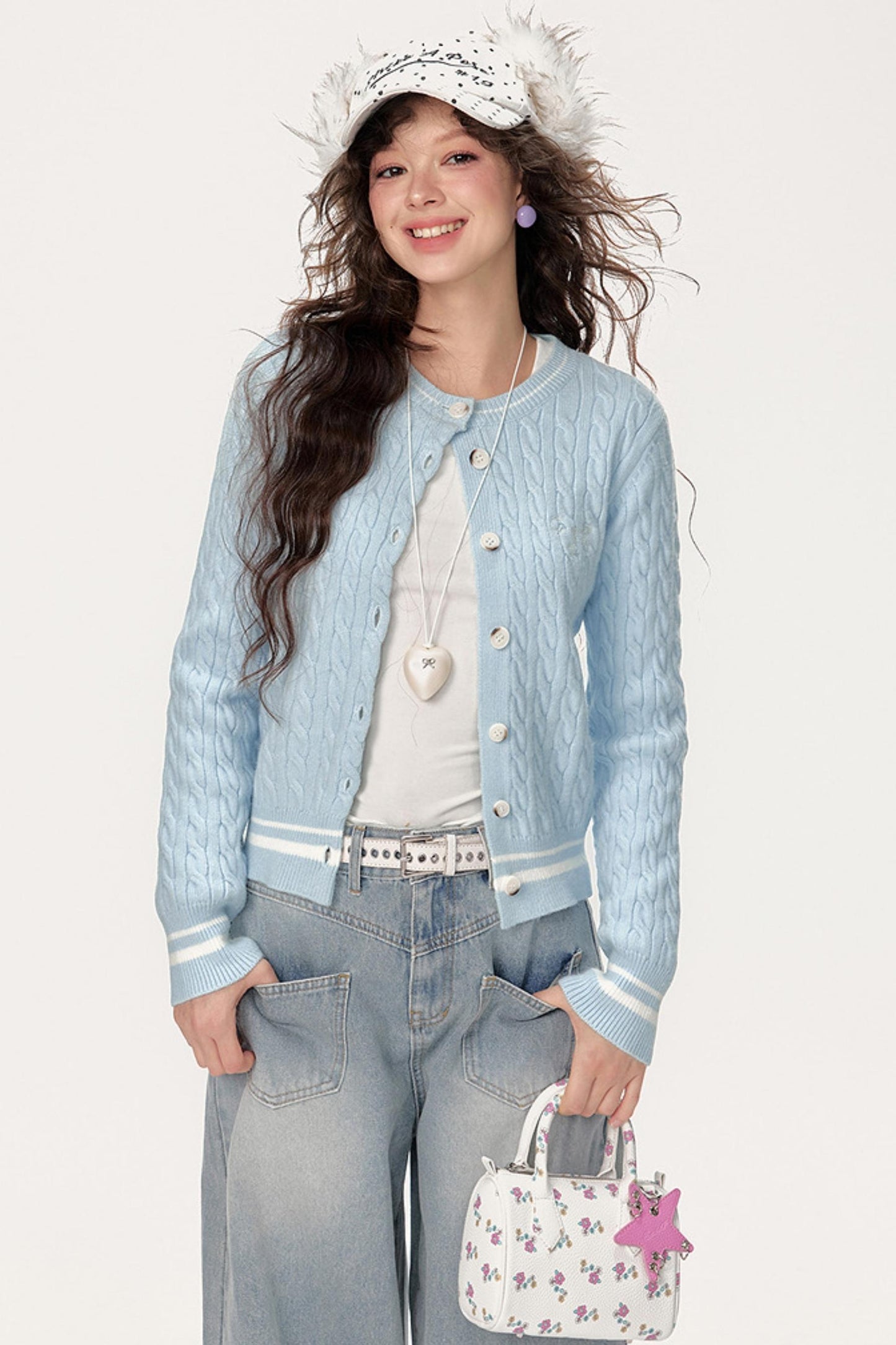 Preppy Slim Cable Knit Jacket