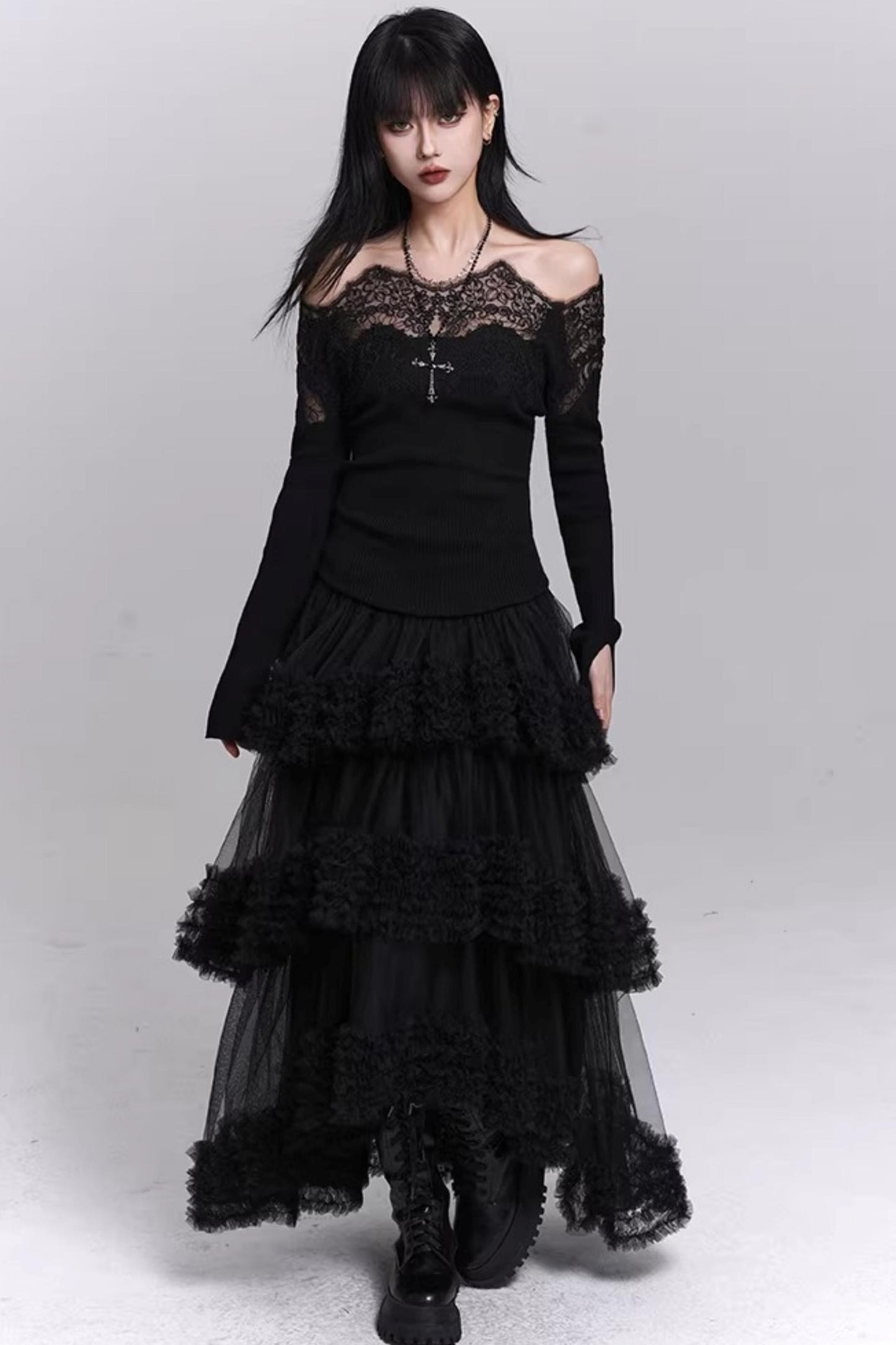 Ghostly Black Off-Shoulder Top