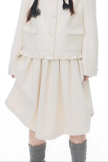 Knitted Scarf Collar Jacket Set-Up