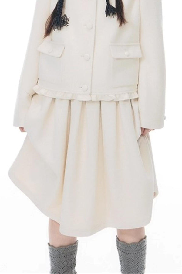 Knitted Scarf Collar Jacket Set-Up