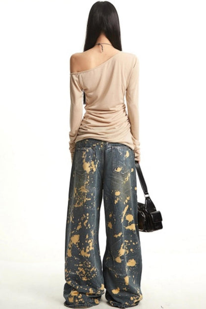 Retro Splatter Denim Pants
