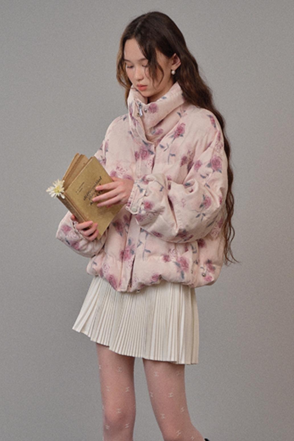 Pink Cotton Thickened Short Jacket