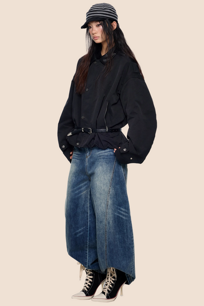 Leather Patchwork Embroidered Jacket