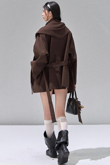 Vintage Woolen Trench Shawl Jacket