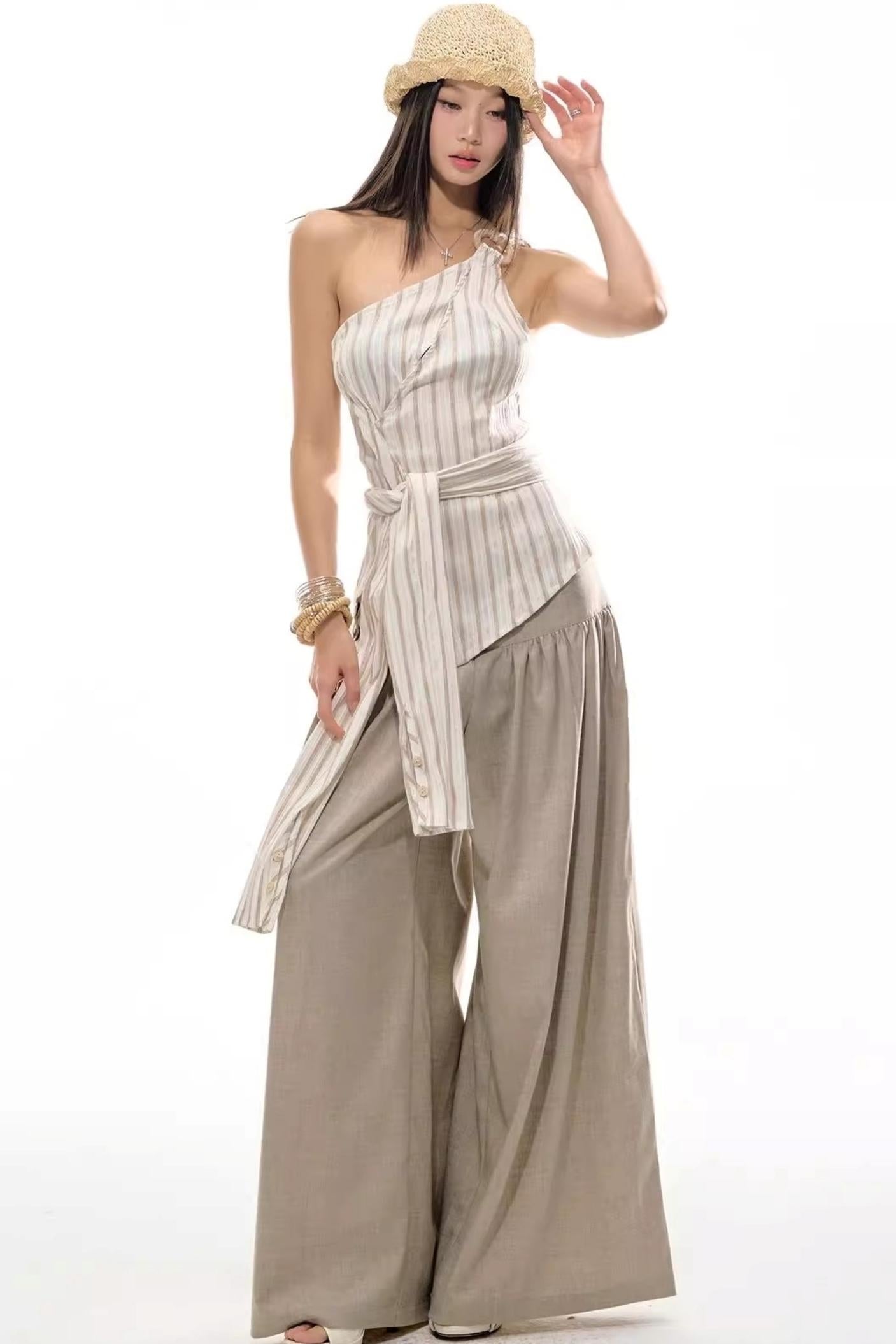 Wooden Bead Halterneck Deconstructed Vest Top