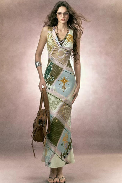 Halter Lace Patchwork Dress