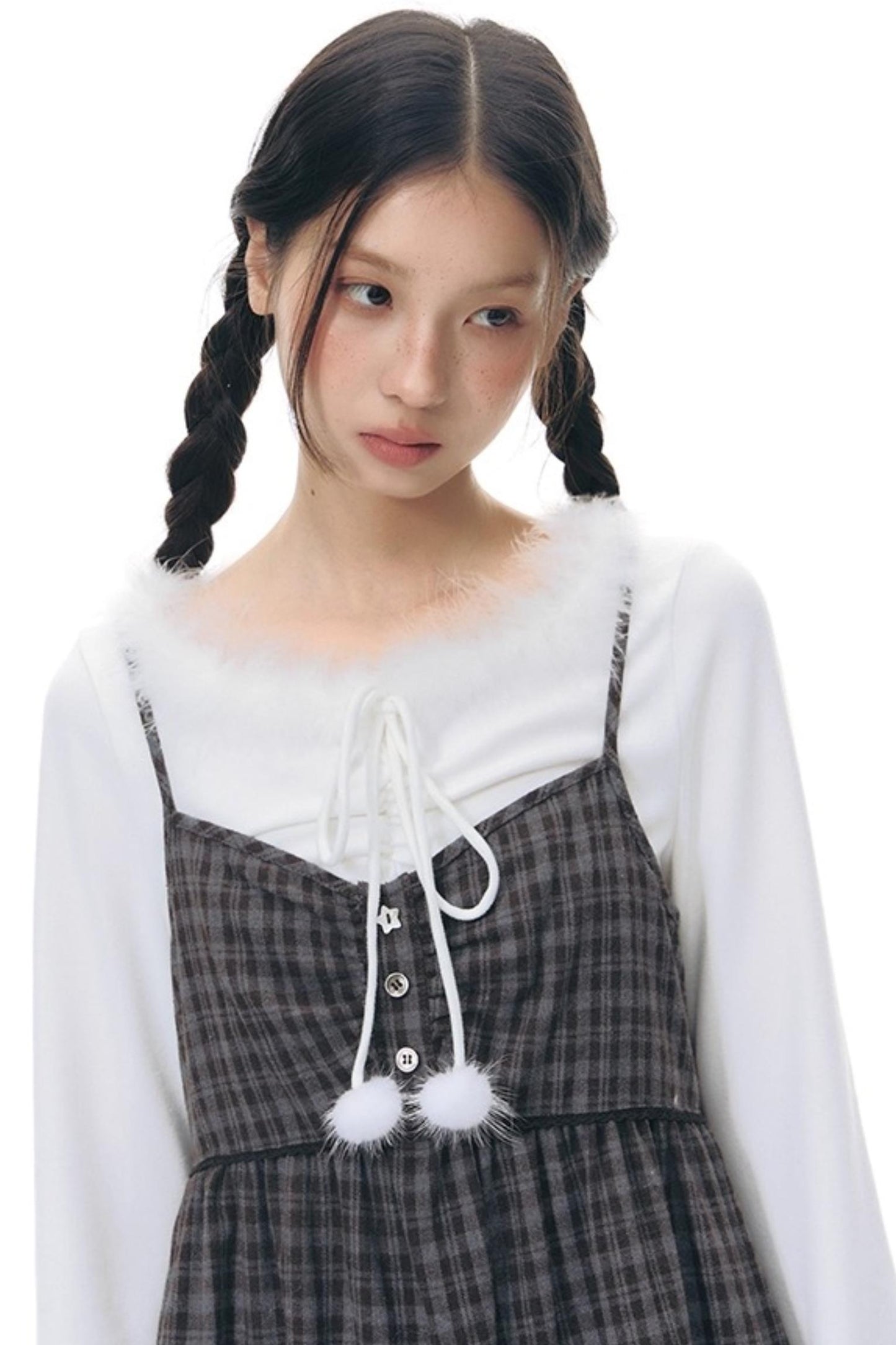 Plaid Ruffled Camisole Dress