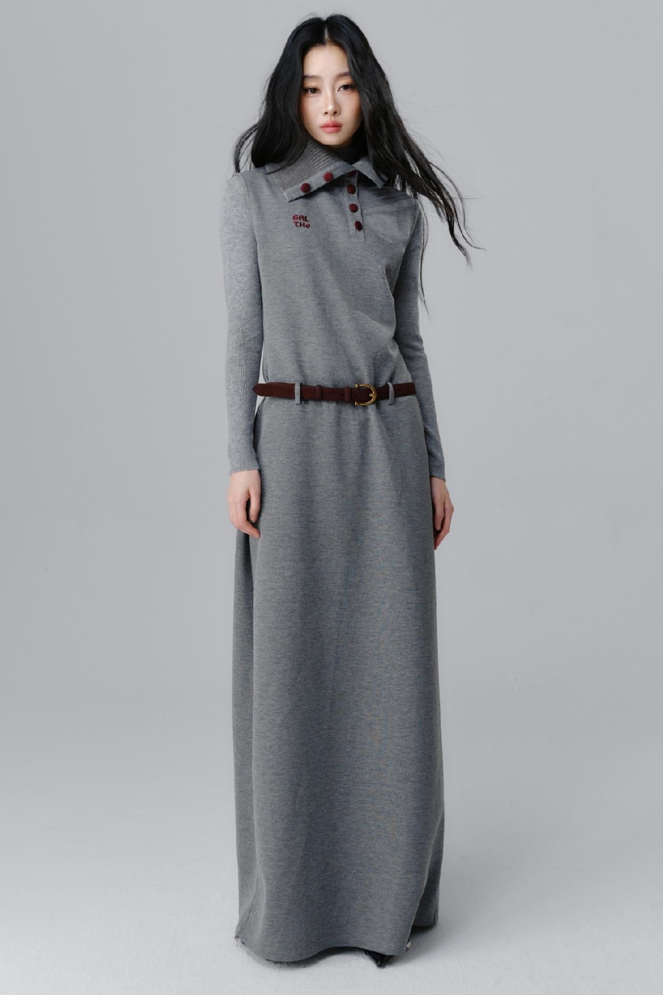 Gray Dream Polo Neck Dress Set-Up