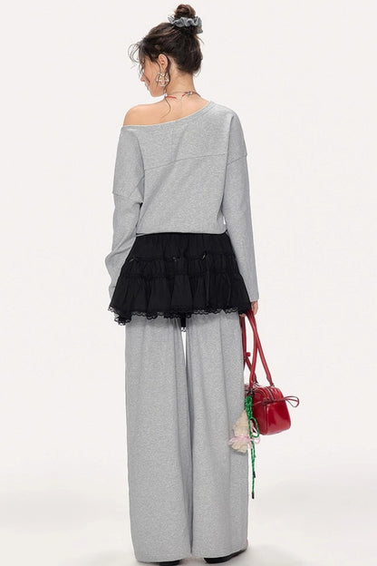 Lazy Shoulder Sweatshirt Set