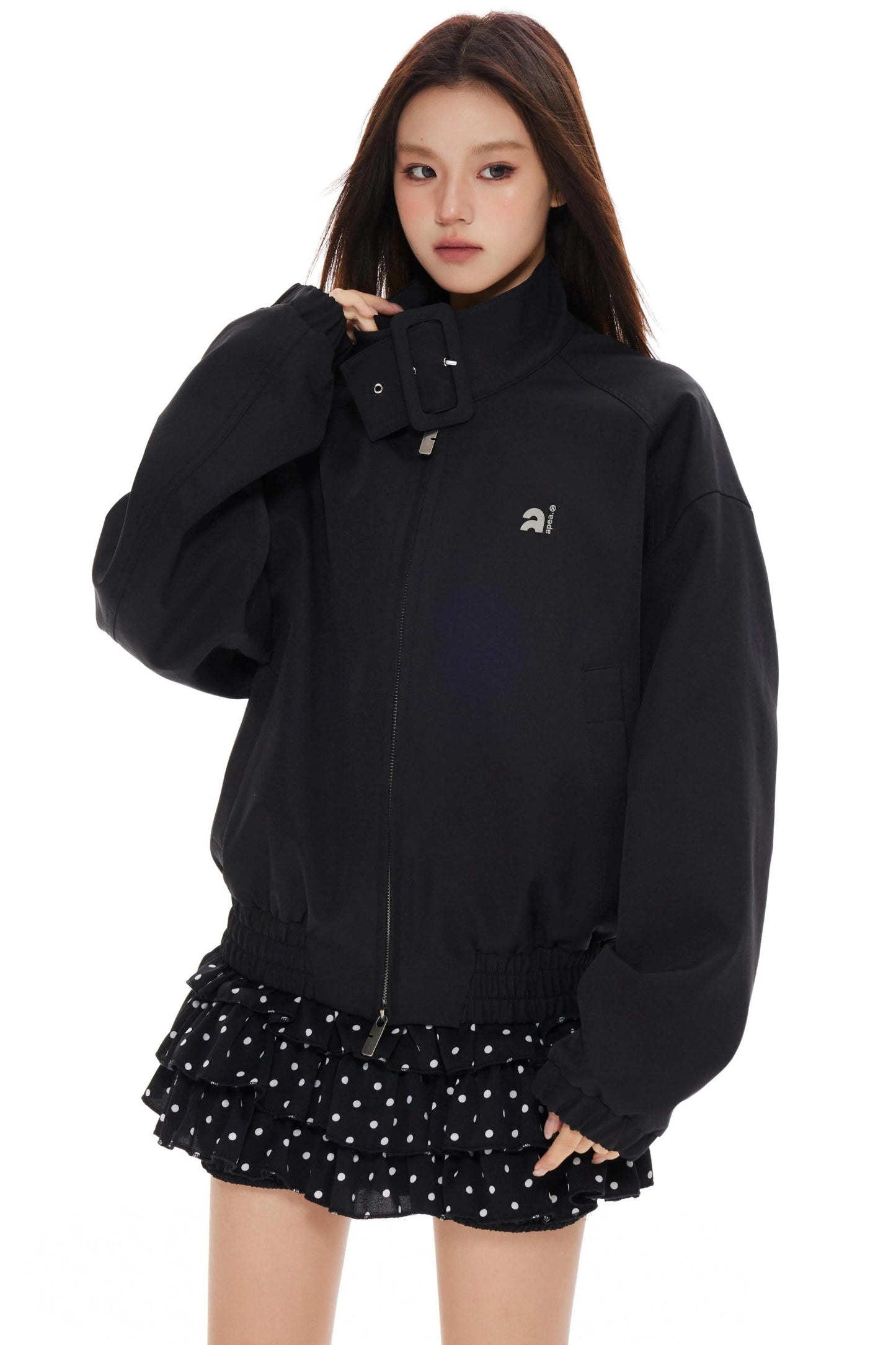 Polka Dot Stand-Up Jacket