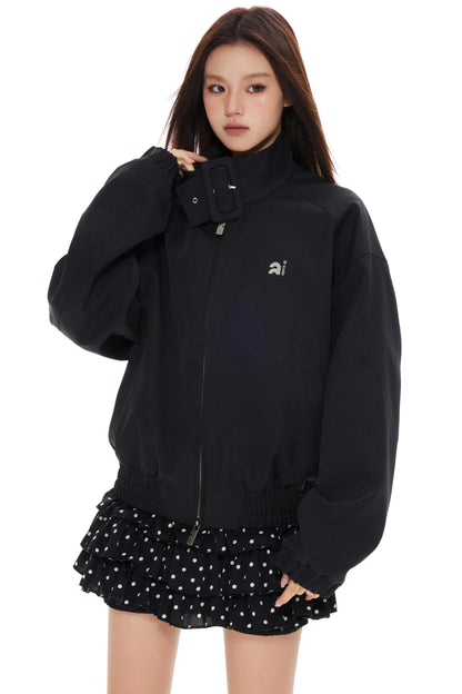 Polka Dot Stand-Up Jacket