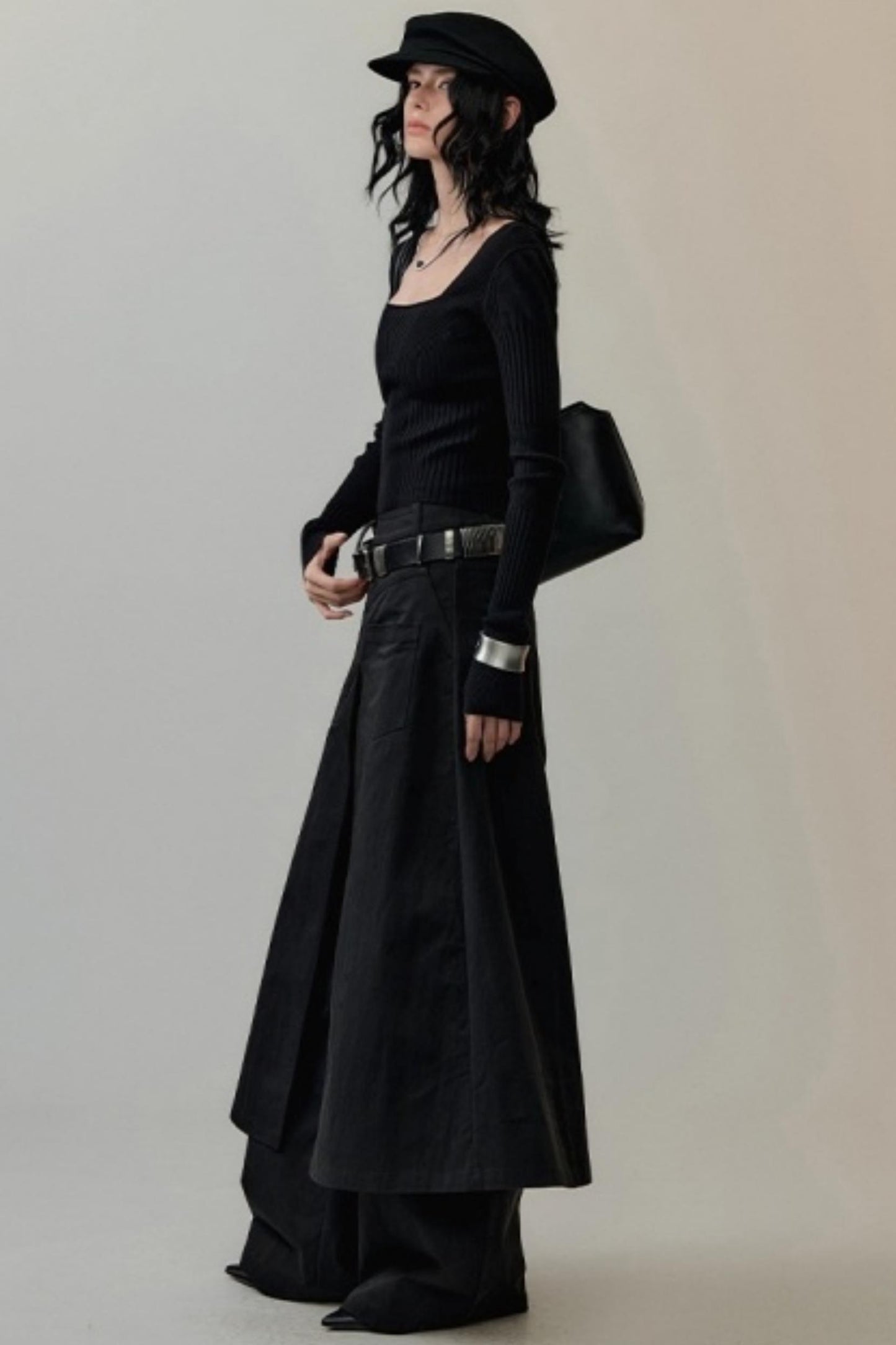 Patchwork Square Collar Knit Top